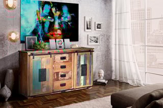 Buffet 2 portes - Naturel et noir