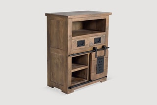 Buffet 1 porte - Naturel et noir