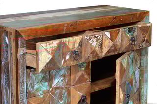 Buffet 2 portes - Naturel et argenté