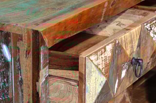 Buffet 2 portes - Naturel et argenté