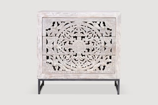 Buffet 3 tiroirs - Blanc vieilli