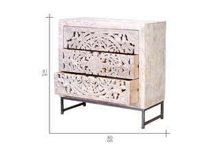 Buffet 3 tiroirs - Blanc vieilli
