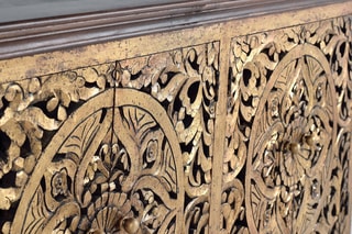 Buffet 4 portes - Naturel et doré