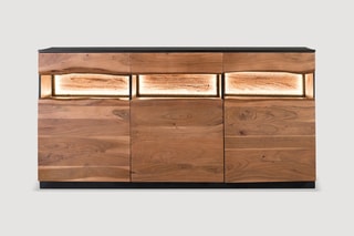 Buffet 3 portes - Naturel et noir