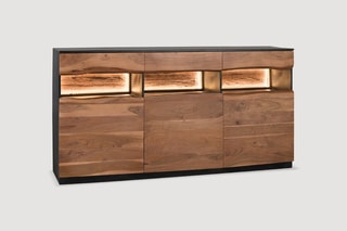 Buffet 3 portes - Naturel et noir