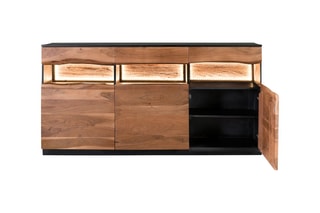 Buffet 3 portes - Naturel et noir