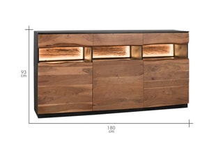 Buffet 3 portes - Naturel et noir