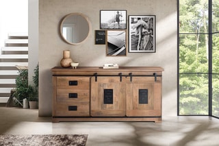 Buffet 2 portes - Naturel et noir