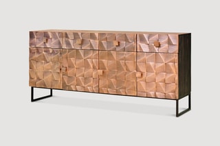 Buffet 4 portes - Naturel et noir