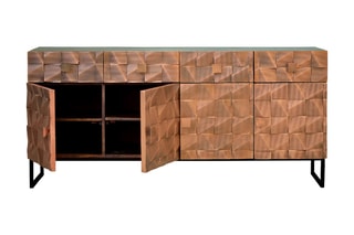 Buffet 4 portes - Naturel et noir
