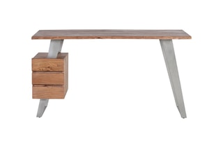 Bureau 3 tiroirs - Naturel et gris