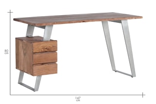 Bureau 3 tiroirs - Naturel et gris
