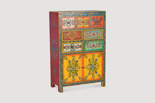 Meuble de rangement 2 portes - Naturel et multicolore