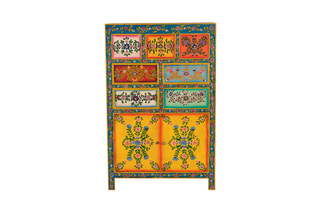 Meuble de rangement 2 portes - Naturel et multicolore