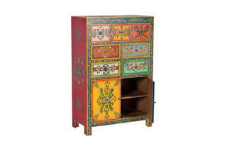 Meuble de rangement 2 portes - Naturel et multicolore