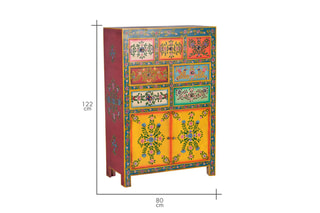 Meuble de rangement 2 portes - Naturel et multicolore