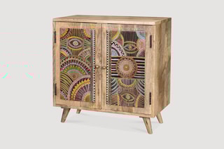 Meuble de rangement 2 portes Naturel et multicolore