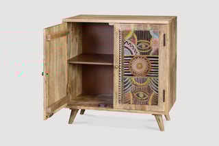 Meuble de rangement 2 portes Naturel et multicolore