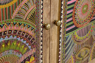 Meuble de rangement 2 portes Naturel et multicolore