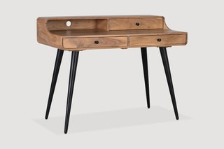 Bureau 3 tiroirs Naturel et noir