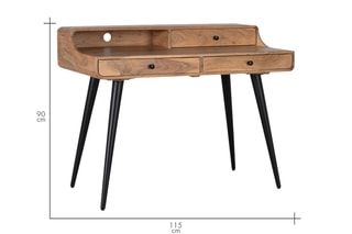 Bureau 3 tiroirs Naturel et noir