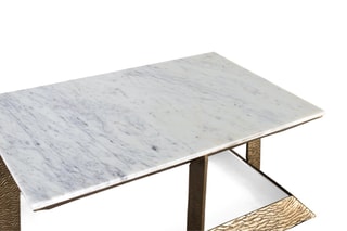 Table basse -  Bronze et blanc