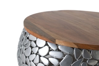 2 tables basses - Naturel et argenté