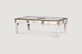 Table basse - Blanc vieilli et doré