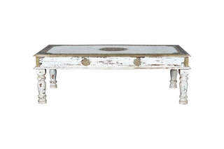 Table basse - Blanc vieilli et doré