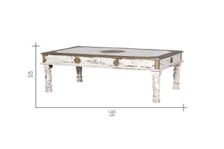 Table basse - Blanc vieilli et doré