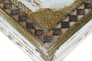 Table basse - Blanc vieilli et doré