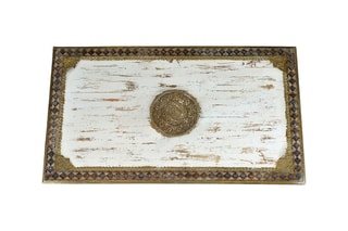 Table basse - Blanc vieilli et doré
