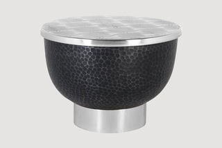Table basse coffre - Argenté et noir