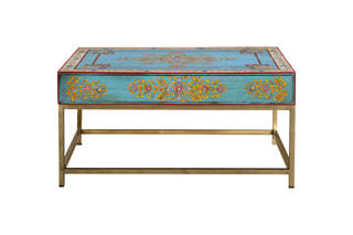 Table basse - bleu et naturel
