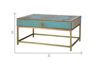 Table basse - bleu et naturel
