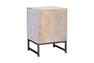 Table d'appoint 1 porte - Blanc vieilli