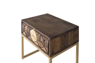 Table de chevet 1 tiroir -  Naturel et doré