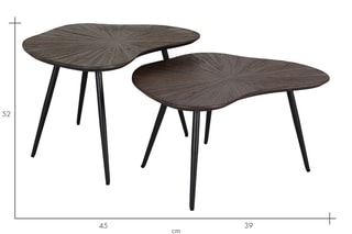 2 tables d’appoint gigognes en teck - 76 x 45 x 52/76 x 39 x 45 cm