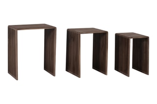 3 tables d’appoint gigognes en teck - 23 x 40 x 33/31 x 45 x 33/40 x 50 x 33 cm