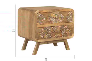 Table de chevet en manguier massif - 50 x 46 x 35 cm
