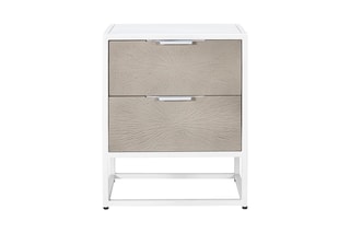 Table de chevet 2 tiroirs - Blanc et beige