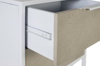 Table de chevet 2 tiroirs - Blanc et beige