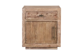 Table de chevet 1 porte en bois recyclé - 50 x 55 x 40 cm