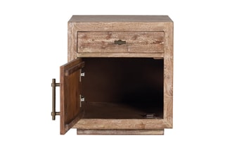 Table de chevet 1 porte en bois recyclé - 50 x 55 x 40 cm