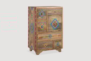 Table de chevet - Naturel et multicolore