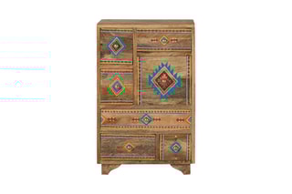 Table de chevet - Naturel et multicolore