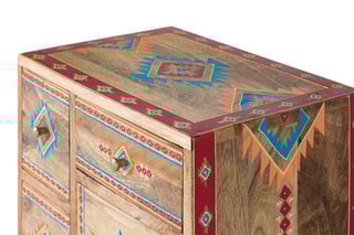 Table de chevet - Naturel et multicolore