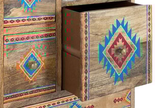 Table de chevet - Naturel et multicolore