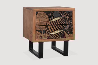 Table de chevet 2 tiroirs - 
Naturel