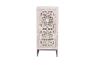 Chiffonnier 5 tiroirs - Blanc vieilli